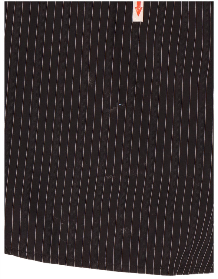 Roberto Cavalli Mens Shirt IT 50 Medium Black Pinstripe Cotton