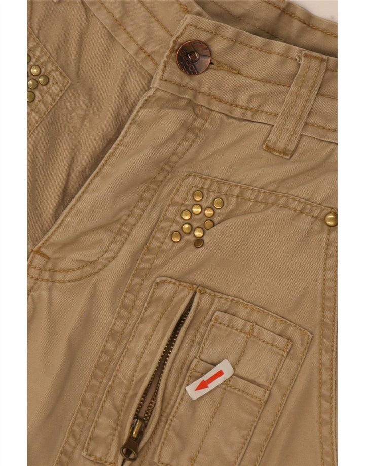 Lee Cooper Mens Straight Cargo Trousers W28 L32 Beige Cotton