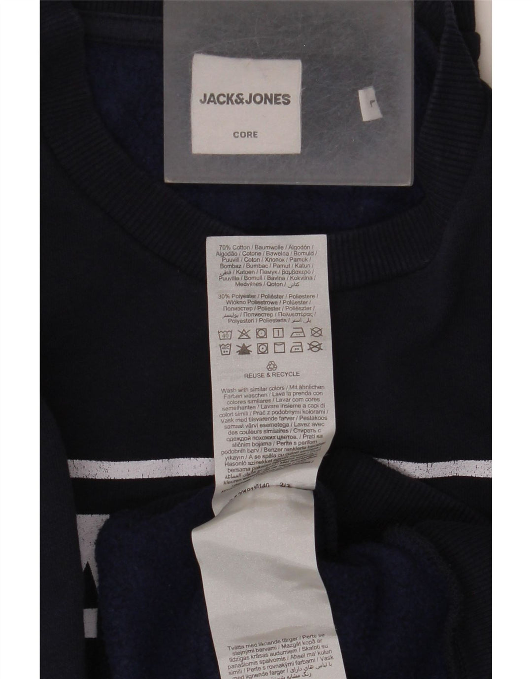 Jack & Jones Mens Graphic Sweatshirt Jumper Large Navy Blue Cotton
