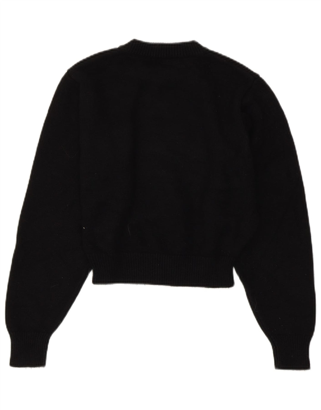 ZARA Womens Crop Crew Neck Jumper Sweater UK 10 Small Black Viscose