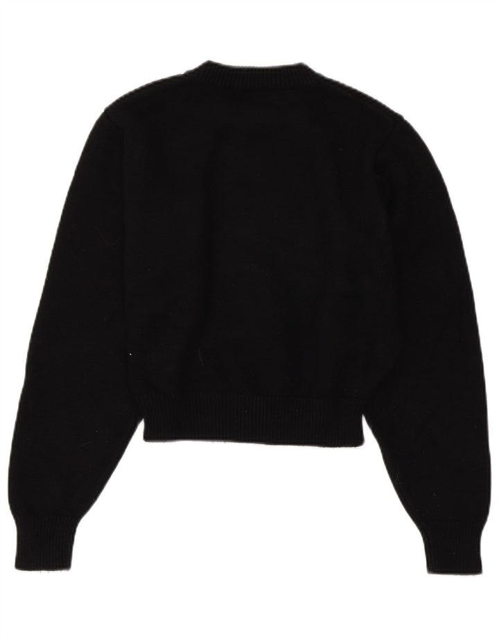 ZARA Womens Crop Crew Neck Jumper Sweater UK 10 Small Black Viscose