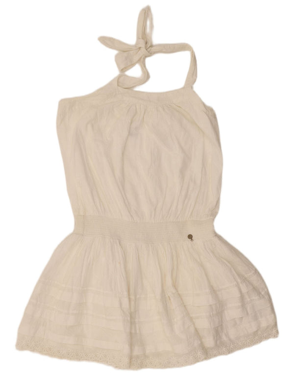 Tommy Hilfiger Womens Mini Halter Dress UK 12 Medium White Floral Cotton