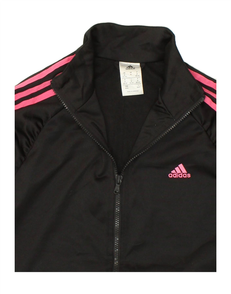 ADIDAS Womens Tracksuit Top Jacket UK 12/14 Medium Black Polyester | Vintage Adidas | Thrift | Second-Hand Adidas | Used Clothing | Messina Hembry 