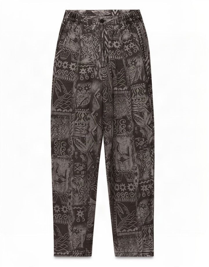 Vintage Womens Abstract Pattern Tapered Trousers W24 L30 Grey