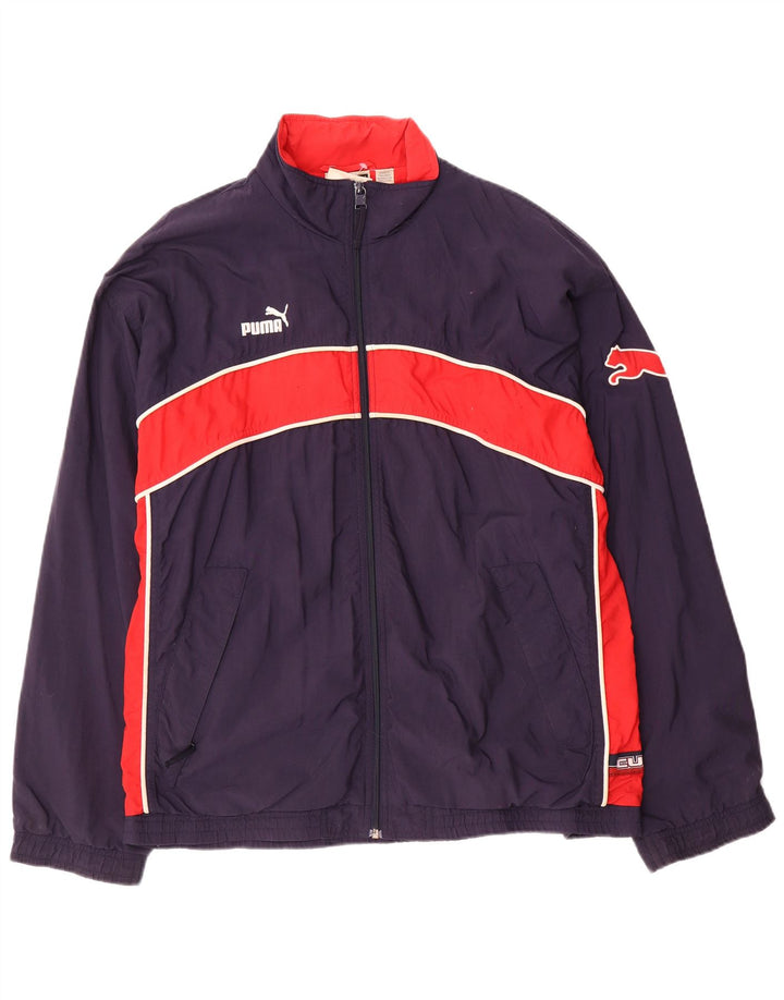 Puma Mens Tracksuit Top Jacket Large Navy Blue Colourblock
