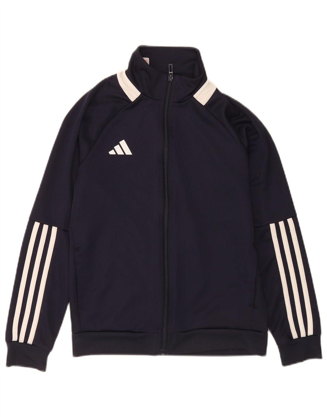 Adidas Boys Tracksuit Top Jacket 11-12 Years Navy Blue Polyester