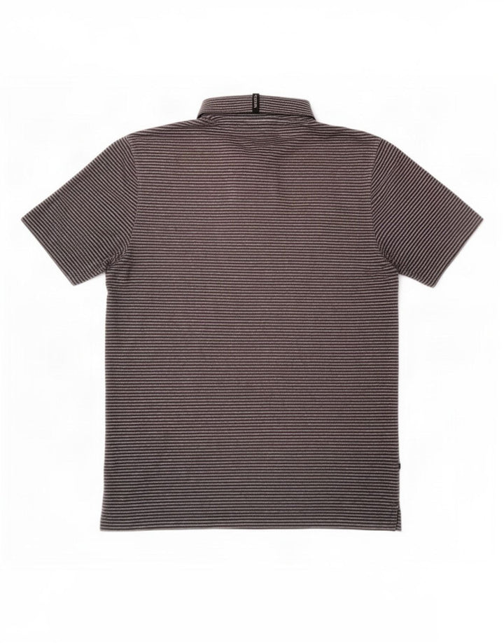 Puma Mens Polo Shirt Large Grey Pinstripe Polyester