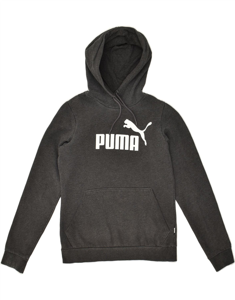 PUMA Womens Graphic Hoodie Jumper UK 10 Small  Grey Polyester | Vintage Puma | Thrift | Second-Hand Puma | Used Clothing | Messina Hembry 