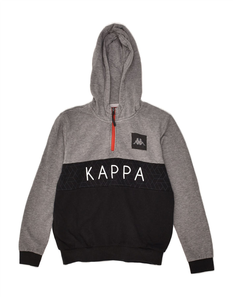 KAPPA Boys Graphic Zip Neck Hoodie Jumper 11-12 Years Grey Colourblock | Vintage Kappa | Thrift | Second-Hand Kappa | Used Clothing | Messina Hembry 