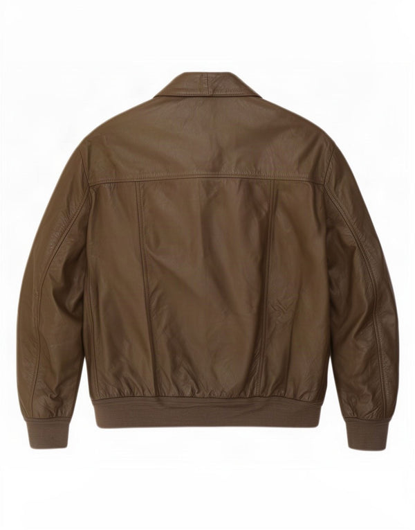Vintage Mens Bomber Leather Jacket UK 42 XL Khaki