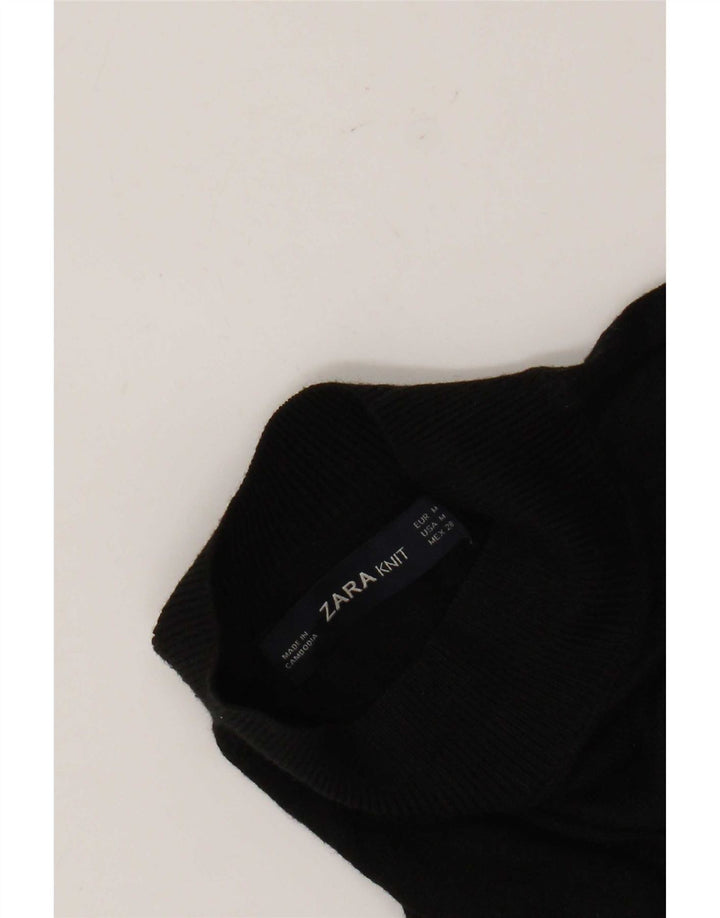 Zara Womens 3/4 Sleeve Turtle Neck Jumper Sweater UK 14 Medium Black