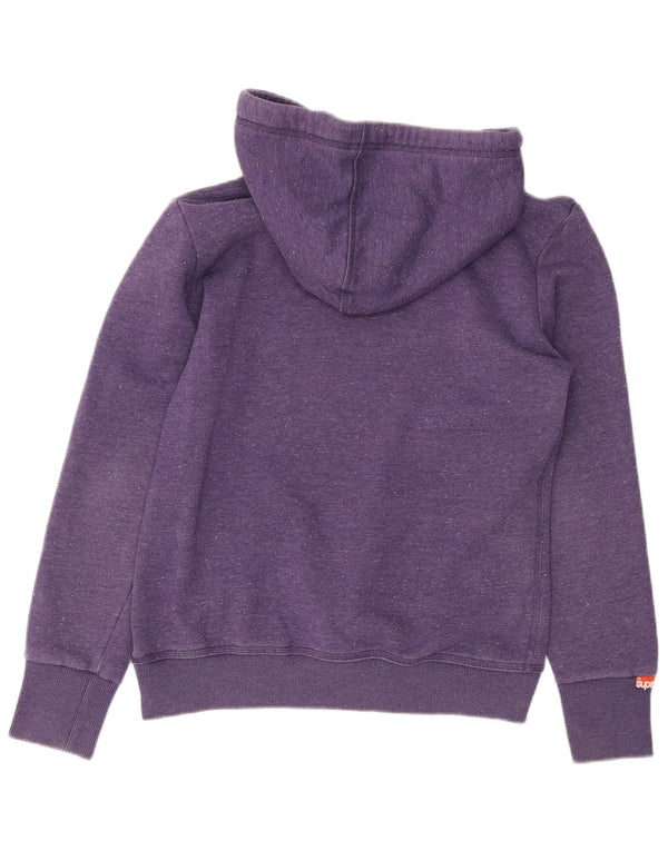 SUPERDRY Womens Graphic Hoodie Jumper UK 14 Large Purple Cotton