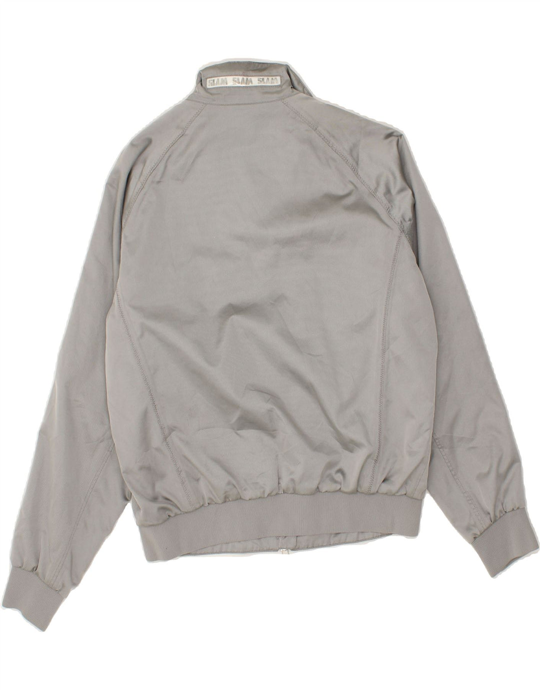 SLAM Mens Bomber Jacket UK 36 Small Grey Polyester Vintage Slam and Second-Hand Slam from Messina Hembry 