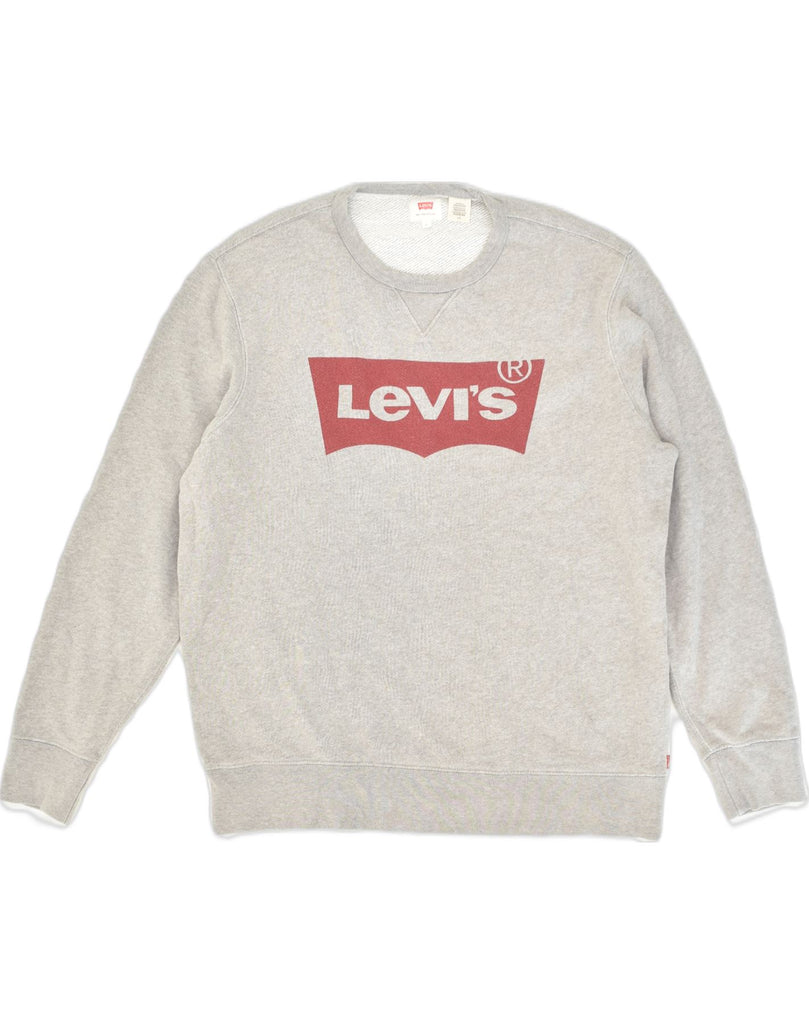 LEVI'S Mens Slim Graphic Sweatshirt Jumper Large Grey Cotton | Vintage Levi's | Thrift | Second-Hand Levi's | Used Clothing | Messina Hembry 