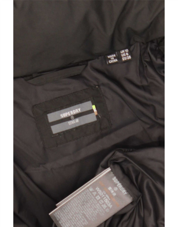 Superdry Womens Hooded Padded Jacket UK 10 Small Black Polyester