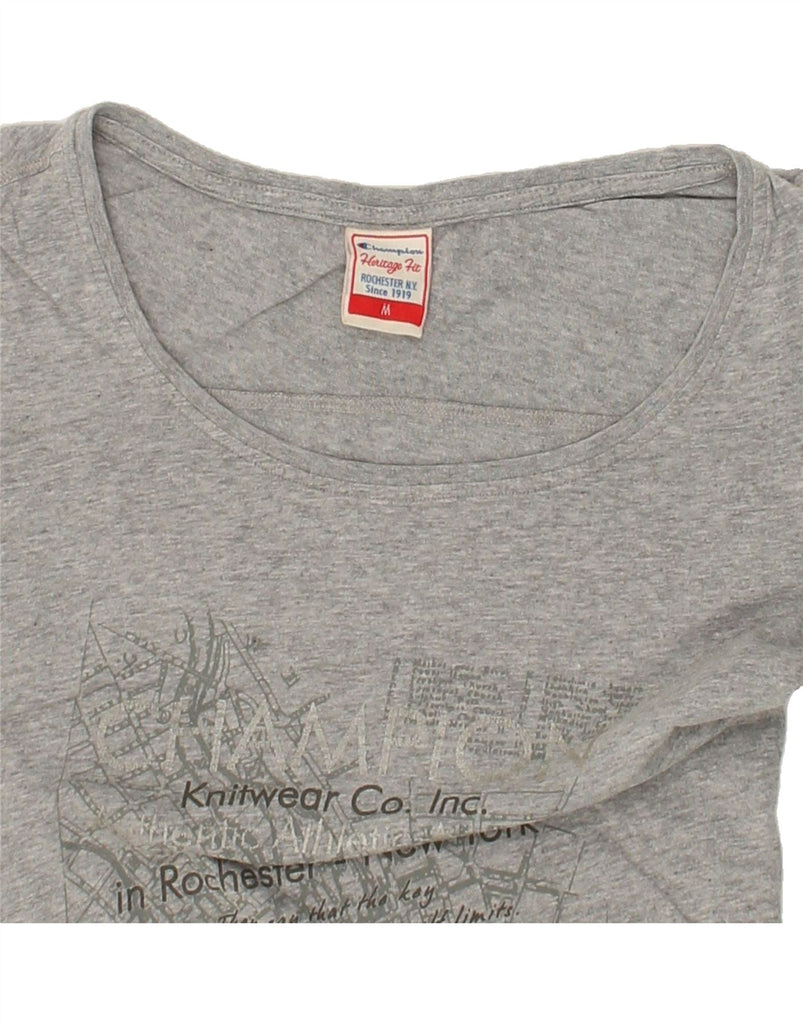 CHAMPION Womens Graphic T-Shirt Top UK 14 Medium Grey Cotton | Vintage Champion | Thrift | Second-Hand Champion | Used Clothing | Messina Hembry 