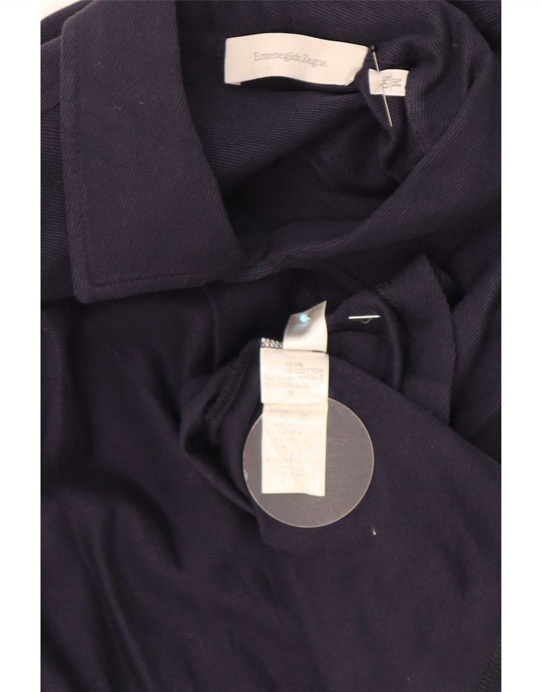 Ermenegildo Zegna Mens Shirt IT 50 Medium Navy Blue Cotton