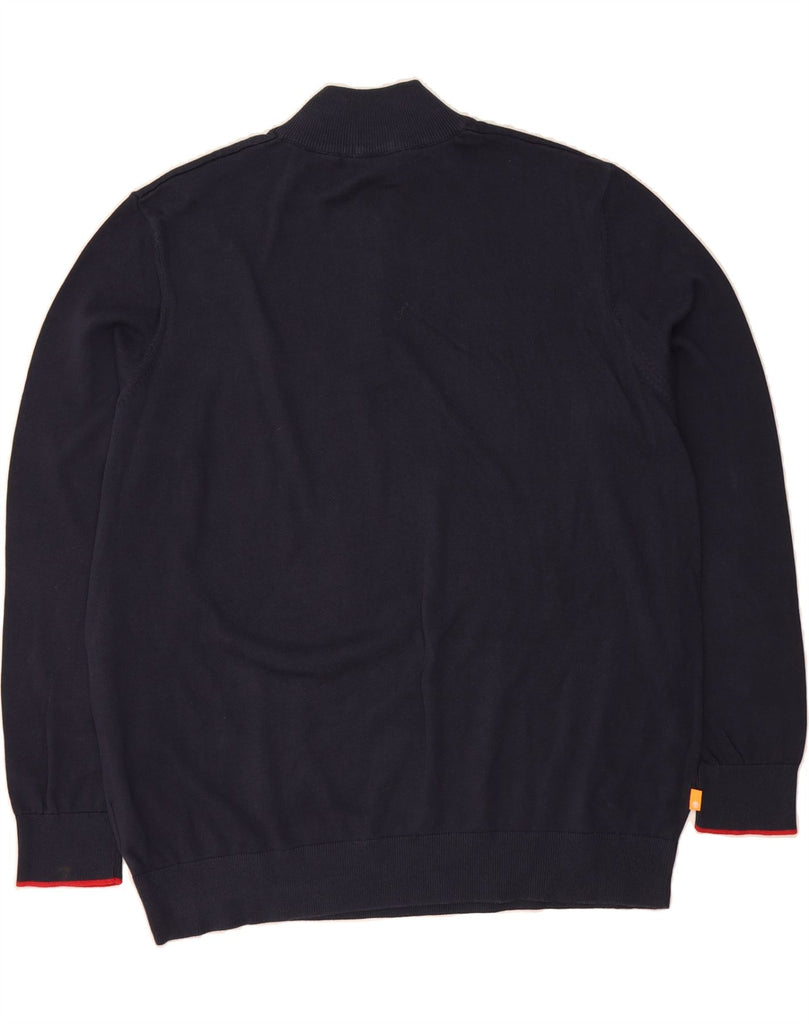 TIMBERLAND Mens Zip Neck Jumper Sweater 3XL Navy Blue Cotton Vintage Timberland and Second-Hand Timberland from Messina Hembry 
