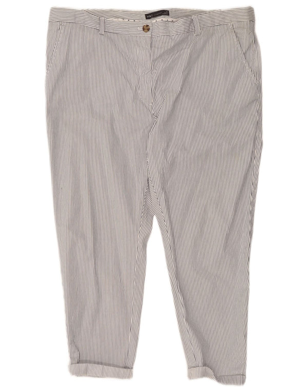 Marks & Spencer Womens Cropped Trousers UK 20 2XL W41 L26 White Striped