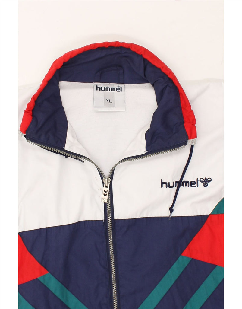 HUMMEL Mens Tracksuit Top Jacket XL Navy Blue Colourblock Polyester | Vintage Hummel | Thrift | Second-Hand Hummel | Used Clothing | Messina Hembry 