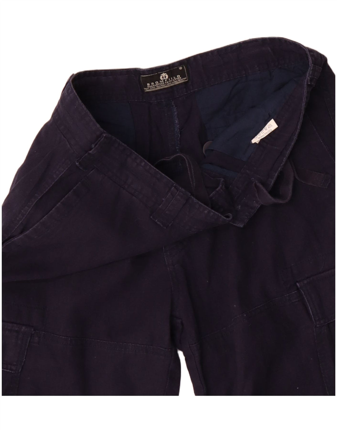 Bromfield Mens Cargo Shorts W32 Medium Navy Blue Linen