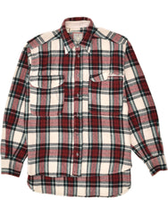 BENETTON Mens Overshirt Loose Fit Flannel Shirt Small Burgundy Check