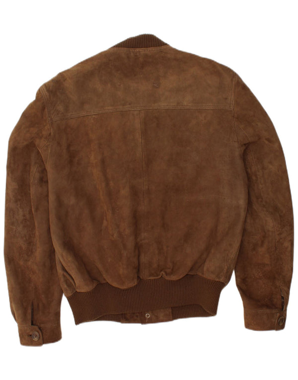 VINTAGE Mens Suede Bomber Jacket IT 44 XS Brown