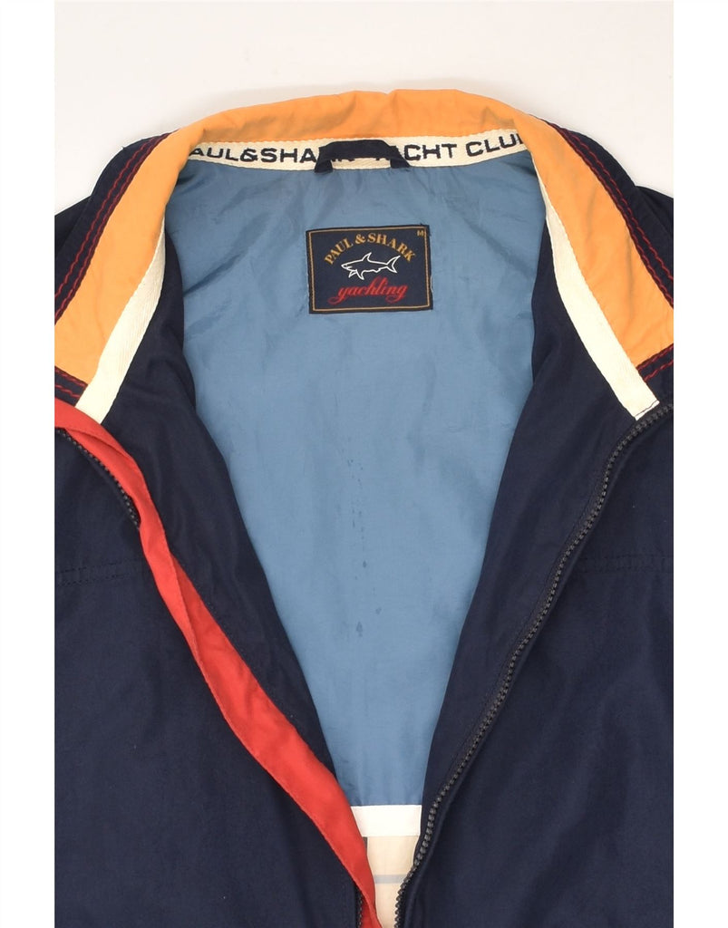 PAUL & SHARK Mens Yachting Bomber Jacket UK 38 Medium Navy Blue Polyester | Vintage Paul & Shark | Thrift | Second-Hand Paul & Shark | Used Clothing | Messina Hembry 