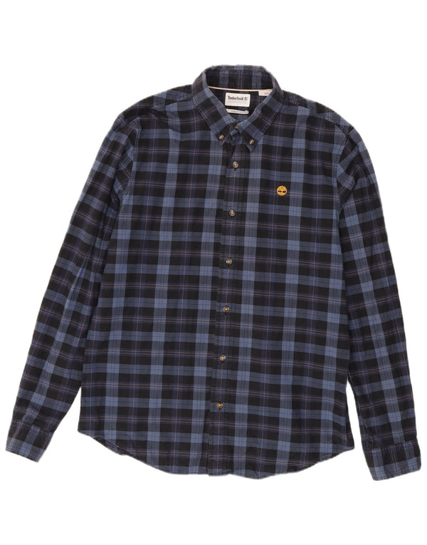 Timberland Mens Regular Fit Shirt Medium Navy Blue Check Cotton