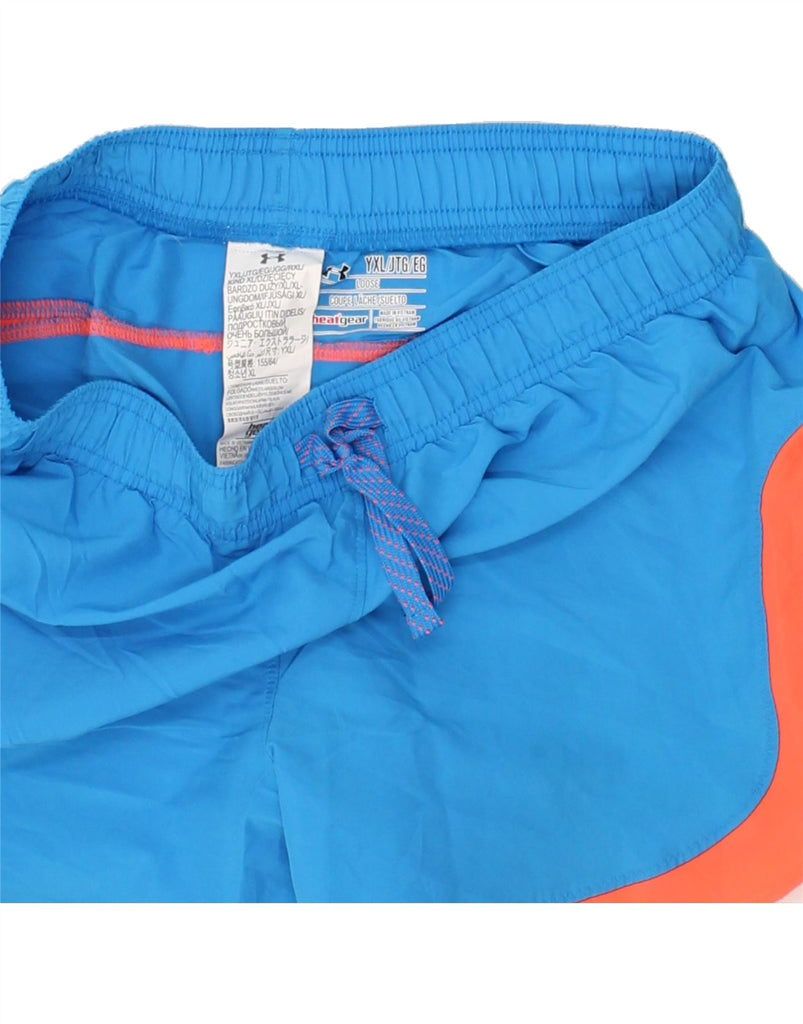 UNDER ARMOUR Boys Graphic Sport Shorts 13-14 Years XL Blue Colourblock | Vintage Under Armour | Thrift | Second-Hand Under Armour | Used Clothing | Messina Hembry 