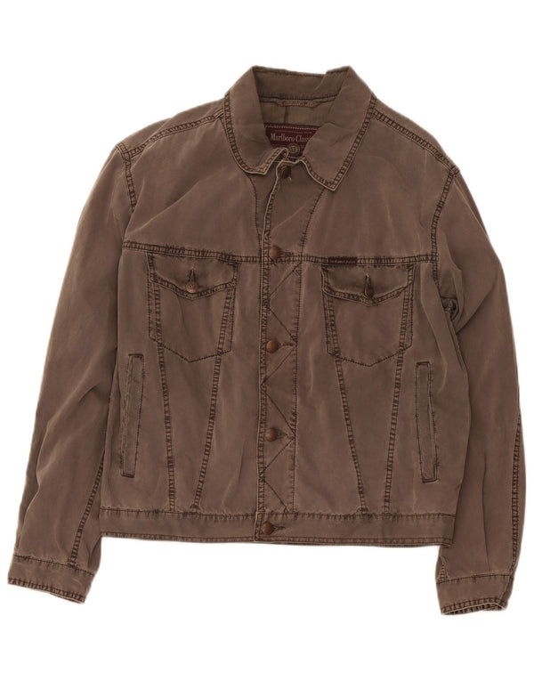Marlboro Classics Mens Bomber Jacket UK 38 Medium Brown Cotton