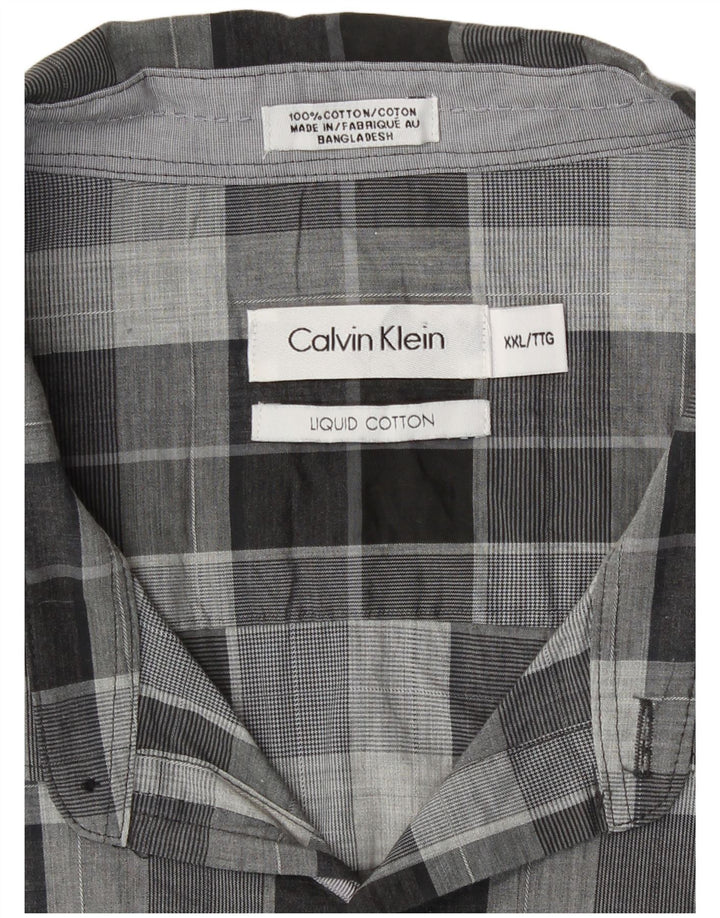 Calvin Klein Mens Shirt 2XL Grey Check Cotton