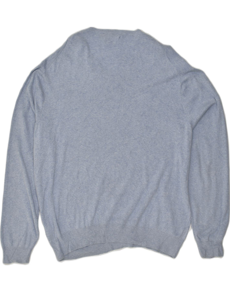 POLO RALPH LAUREN Mens V-Neck Jumper Sweater XL Blue Cotton | Vintage Polo Ralph Lauren | Thrift | Second-Hand Polo Ralph Lauren | Used Clothing | Messina Hembry 
