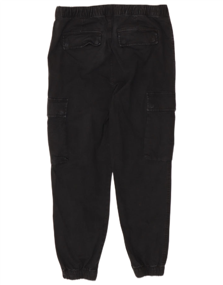 Zara Mens Joggers Cargo Trousers Medium W31 L26 Black Cotton