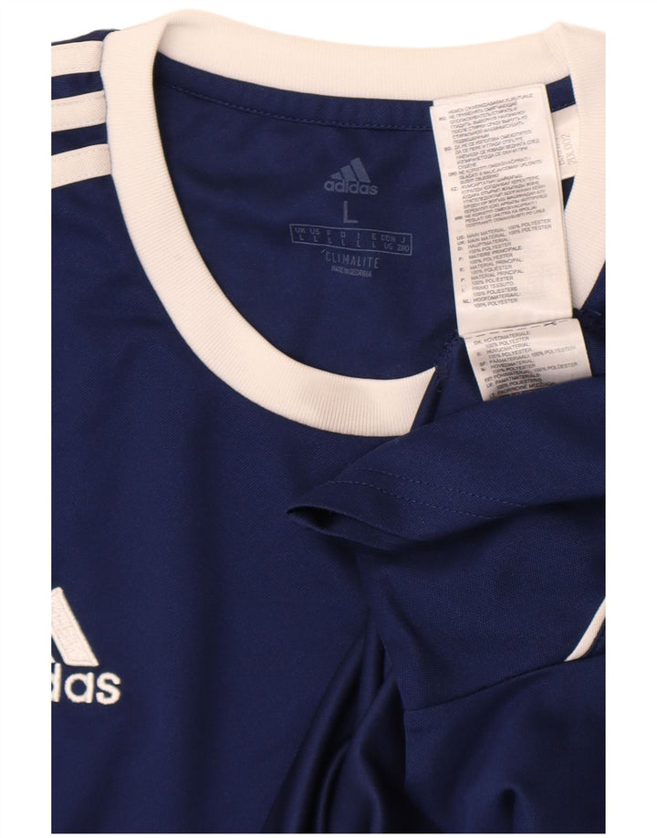 Adidas Mens Climalite T-Shirt Top Large Navy Blue Colourblock Polyester