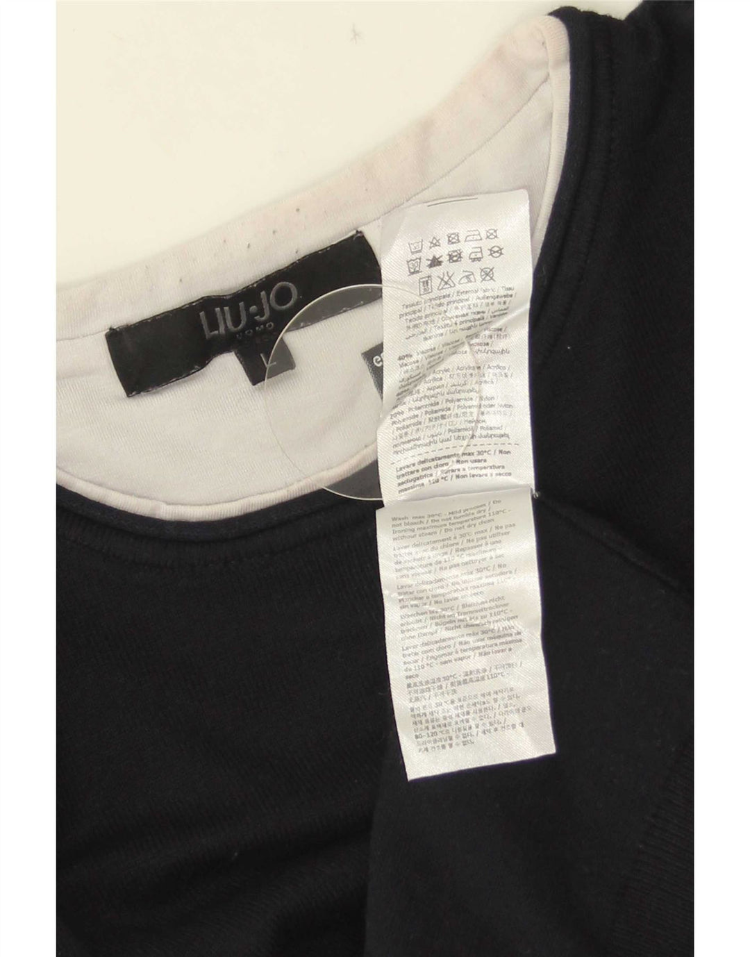 Liu Jo Mens Crew Neck Jumper Sweater Large Navy Blue Viscose