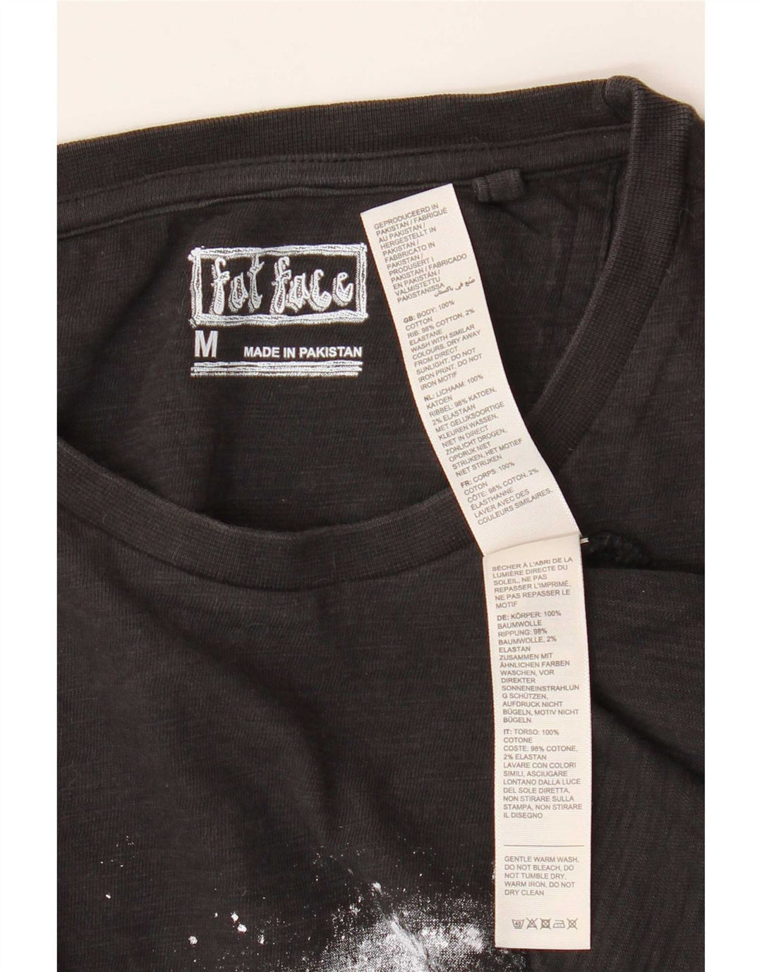 Fat Face Mens Graphic T-Shirt Top Medium Black Cotton