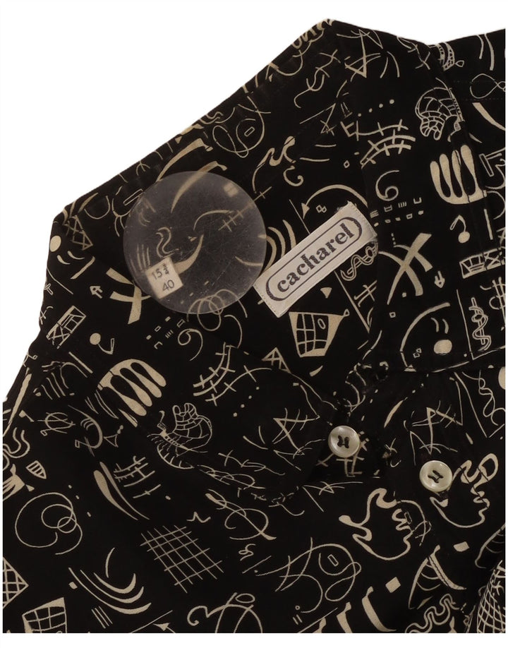 Cacharel Mens Abstract Pattern Short Sleeve Shirt Size 40 Medium Black