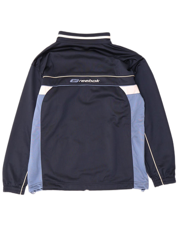 Reebok Boys Graphic Tracksuit Top Jacket 15-16 Years Navy Blue Colourblock