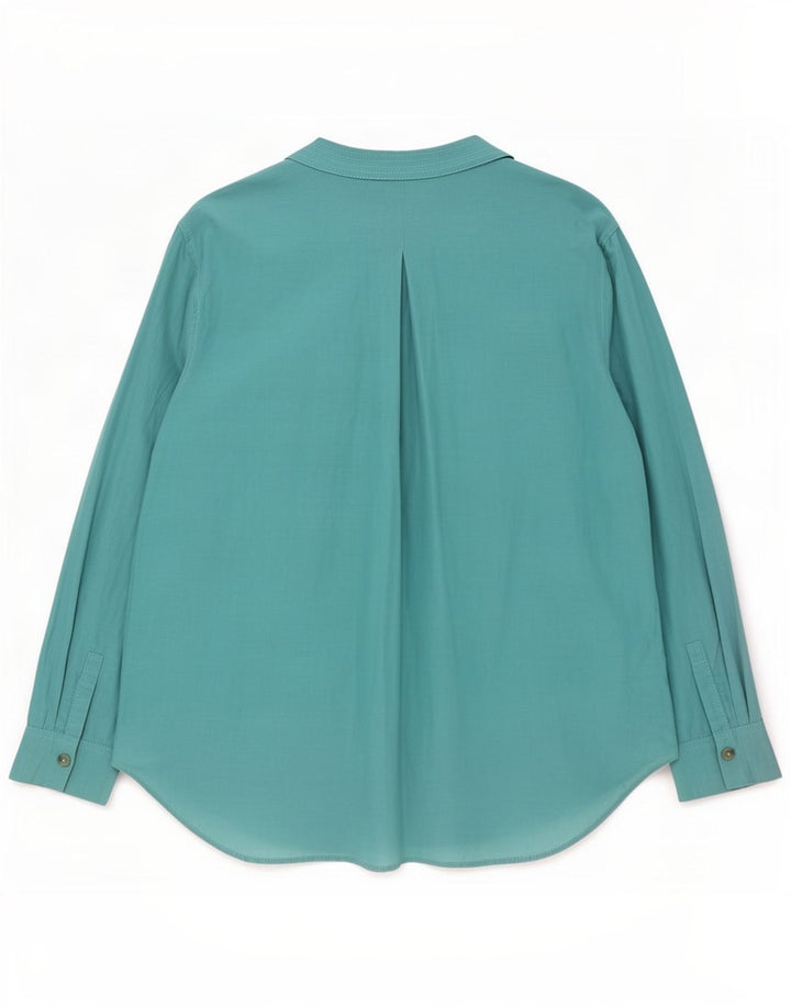 Massimo Dutti Womens Oversized Shirt Blouse EU 40 Medium Turquoise Cotton