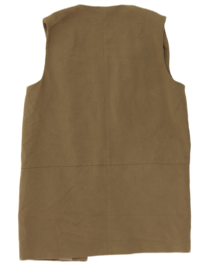 Topshop Womens Longline Waistcoat UK 12 Medium  Khaki