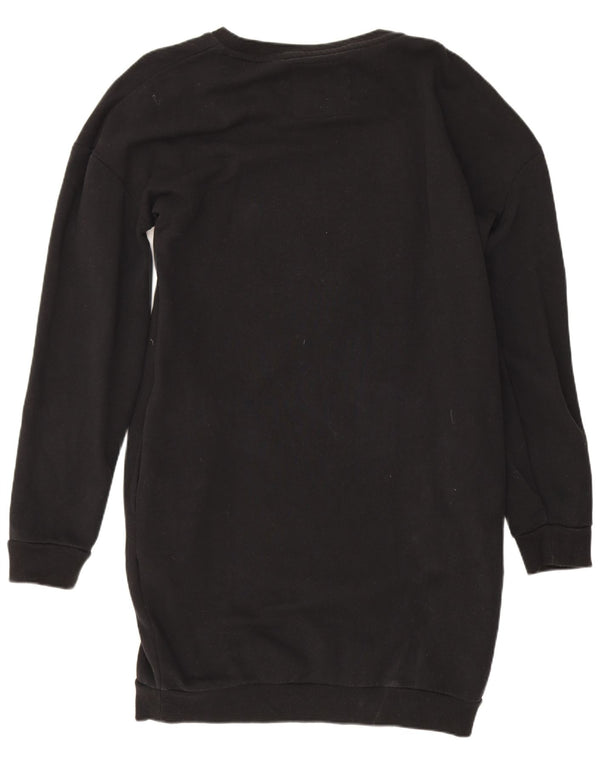 Superdry Womens Graphic Sweatshirt Jumper Dress UK 12 Medium Black Floral