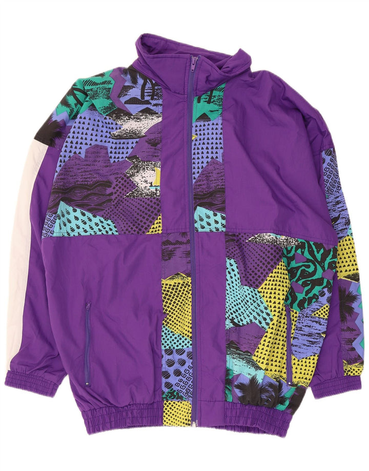 Vintage Womens Loose Fit Full Tracksuit UK 16 Large Purple Patchwork