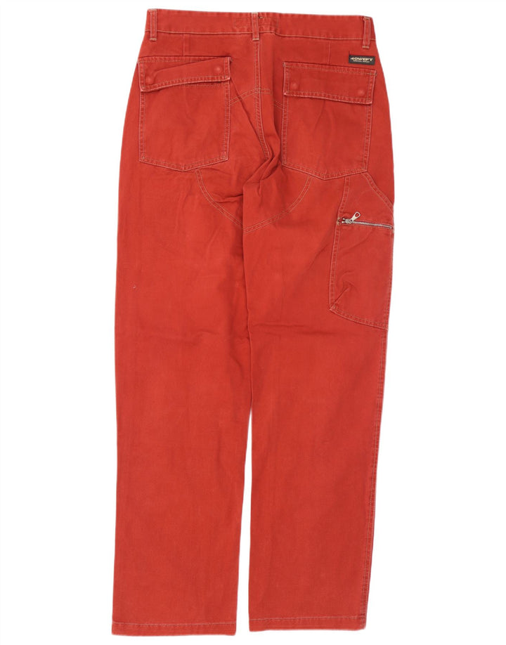 40Weft Mens Straight Chino Trousers W33 L33 Red Cotton
