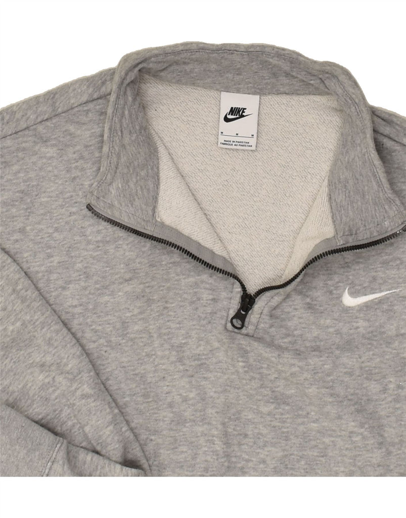 NIKE Mens Oversized Zip Neck Sweatshirt Jumper Medium Grey Cotton | Vintage Nike | Thrift | Second-Hand Nike | Used Clothing | Messina Hembry 