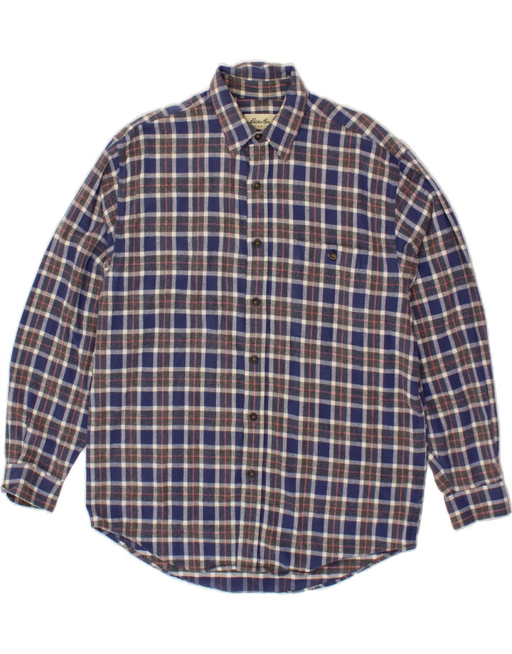 EDDIE BAUER Mens Flannel Shirt Medium Blue Check Cotton Vintage Eddie Bauer and Second-Hand Eddie Bauer from Messina Hembry 