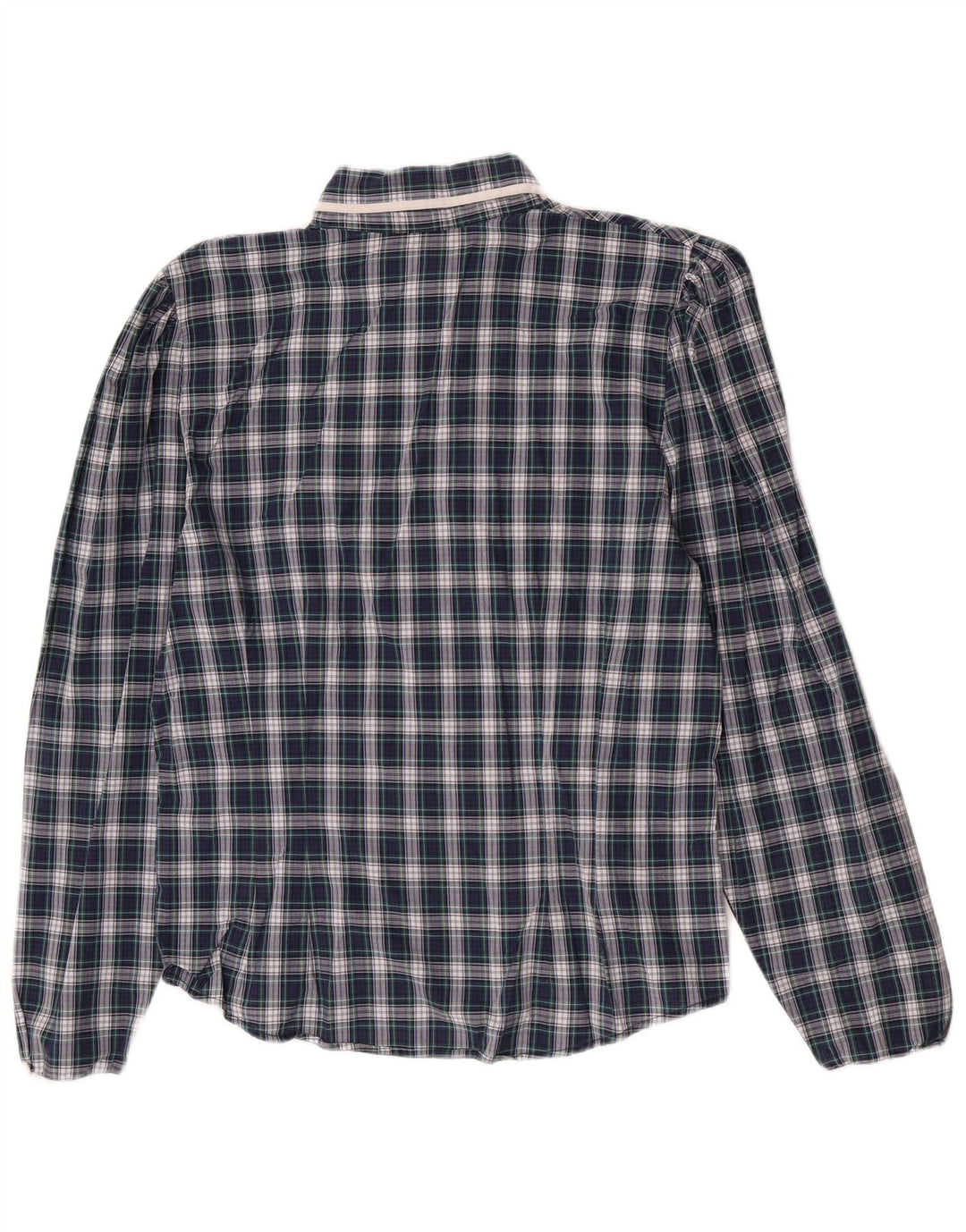 Benetton Womens Shirt IT 46 Large Green Plaid