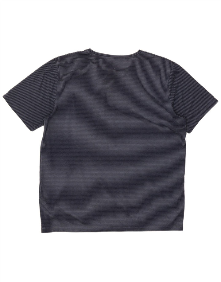 Rohan Mens T-Shirt Top Large Navy Blue Striped Polyester