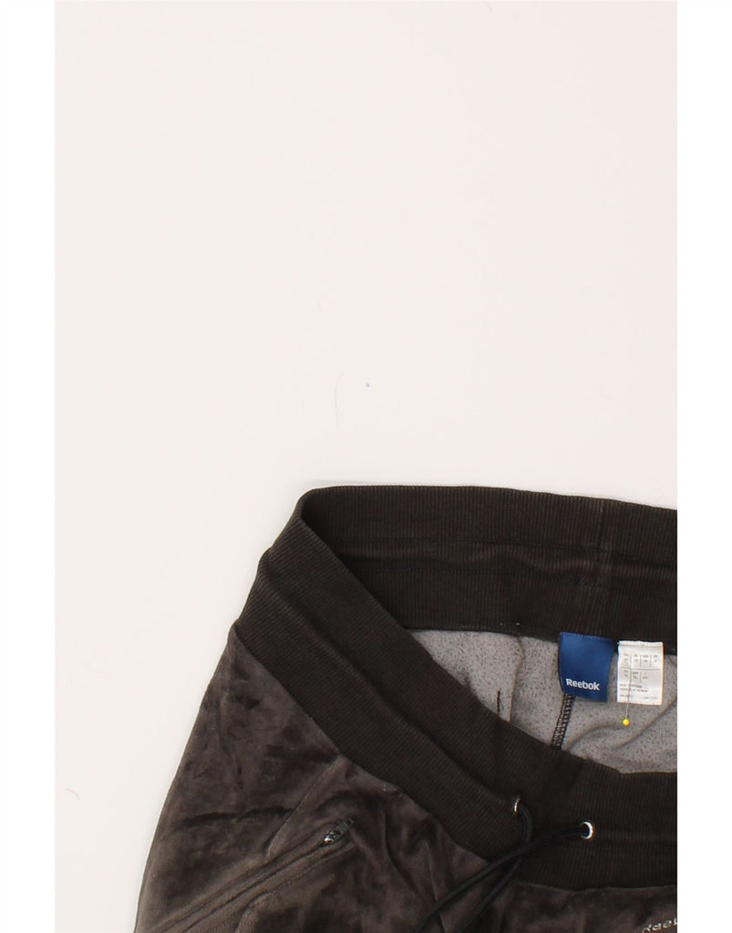 REEBOK Womens Velour Tracksuit Trousers UK 12 Medium Grey Cotton | Vintage Reebok | Thrift | Second-Hand Reebok | Used Clothing | Messina Hembry 