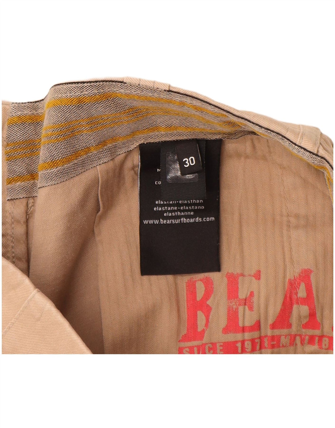 Bear Mens Cargo Shorts W30 Medium Beige Cotton